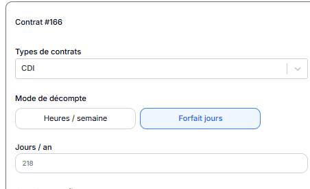 Contrat en mode Forfait jours