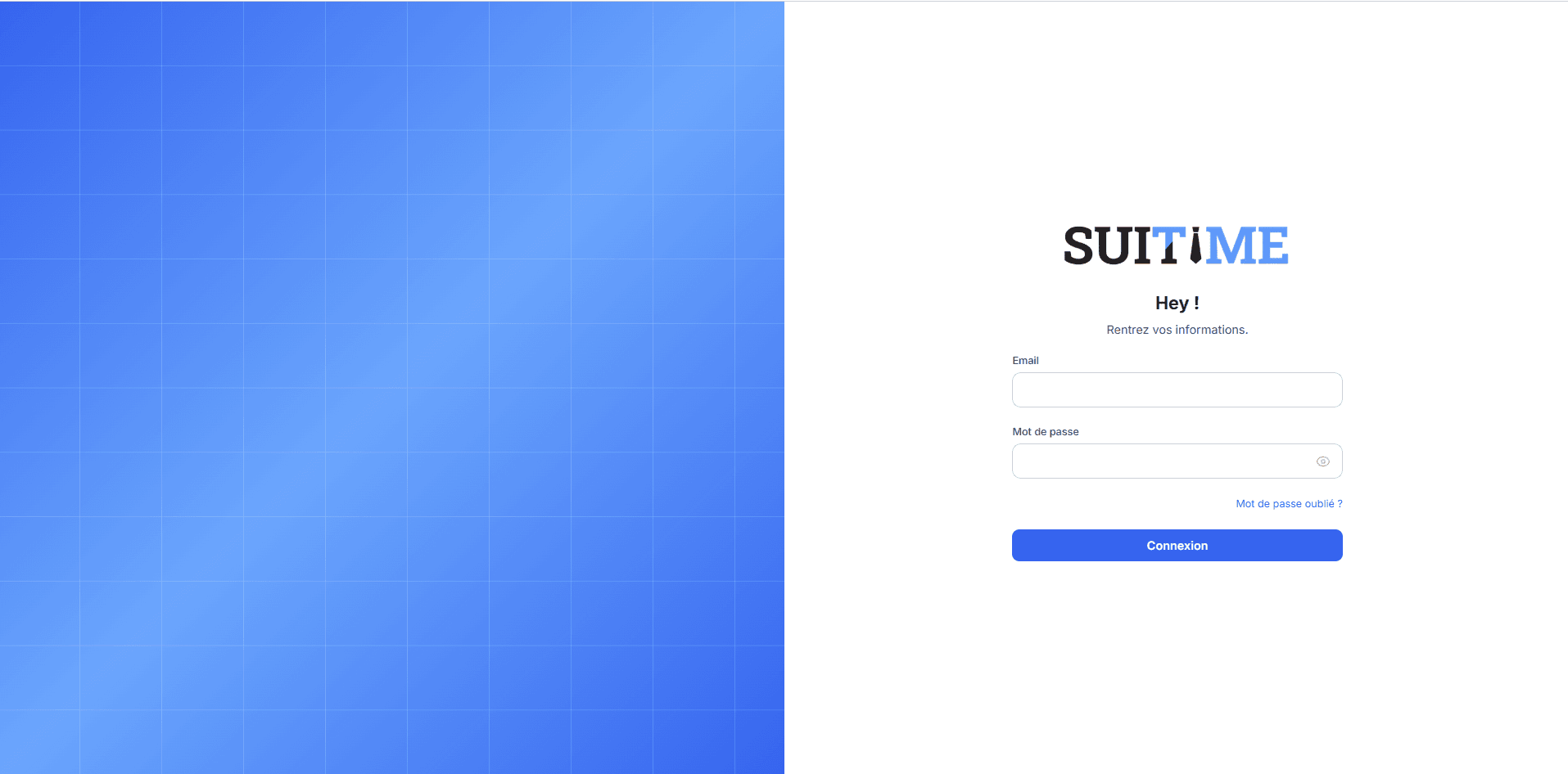 Écran de connexion à SUITIME