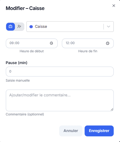 Popup de duplication de semaine